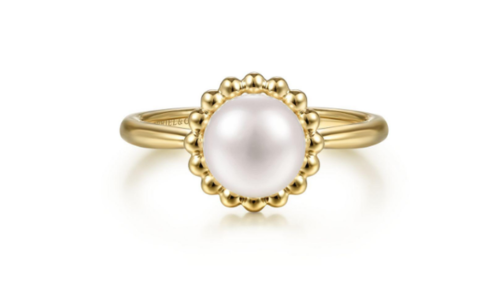 A simple yet elegant pearl ring from the Gabriel & Co. Bujukan collection, available at Prestige Jewellers.