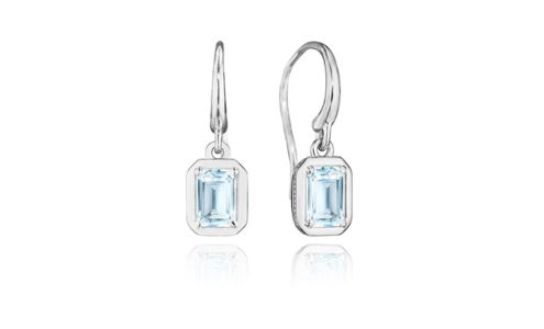 A pair of stunning silver-toned bezel earrings from TACORI, available at Prestige Jewellers.